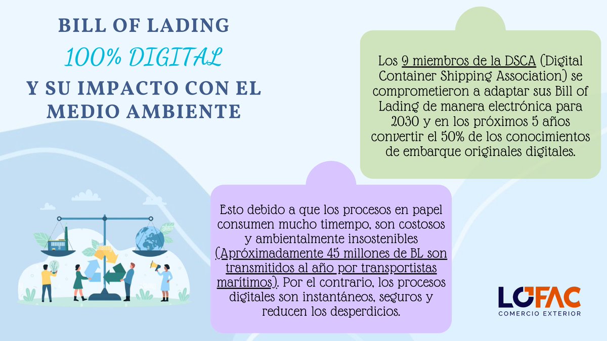 LOFAC_COMEXT's tweet image. ♻️📃 #DSCA #BillOfLading #Digital #Embarques #Navieras #MedioAmbiente #ComercioExterior #Lofac
