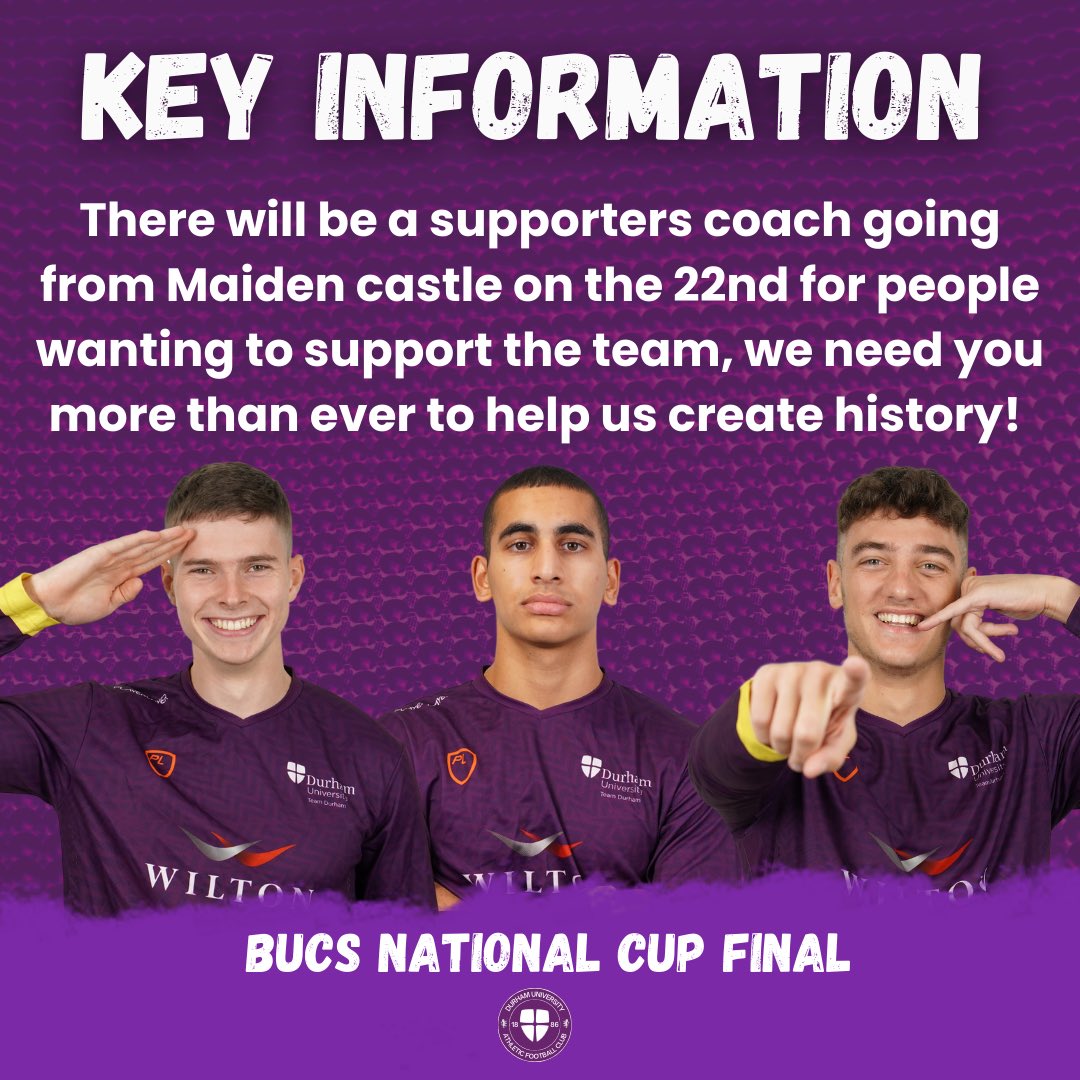 🚨KEY INFORMATION🚨 Please find attached the key information regarding travel for supporters and details of the final venue. We need you more than ever, let’s go and make history on the 22nd March 💜 🗣️Any enquiries, please send us a message on our social media accounts 🏆