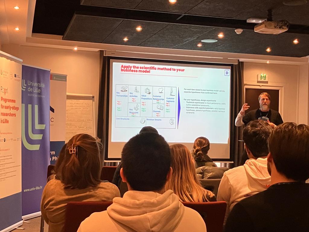 AdocTM's tweet photo. This week, we are in Lille with doctoral researchers of the @pearl_phd_lille Programme. 

During 5 days, they will collaborate with amazing startups: @MathFlow AI, @bioteos @NijtaAI &amp; @weenavev to solve a business-oriented problem! https://t.co/by2iVyYPVc