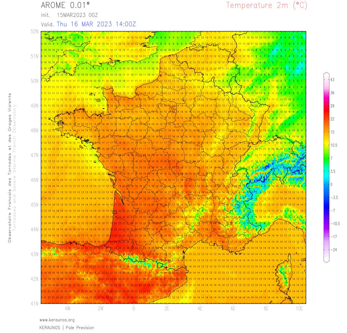 Nouvel épisode de #chaleur dans le sud-ouest prévu demain jeudi avec 25/26°C possibles en #Aquitaine.
La douceur remontera jusqu'au Centre où les 20°C devraient être atteints. 