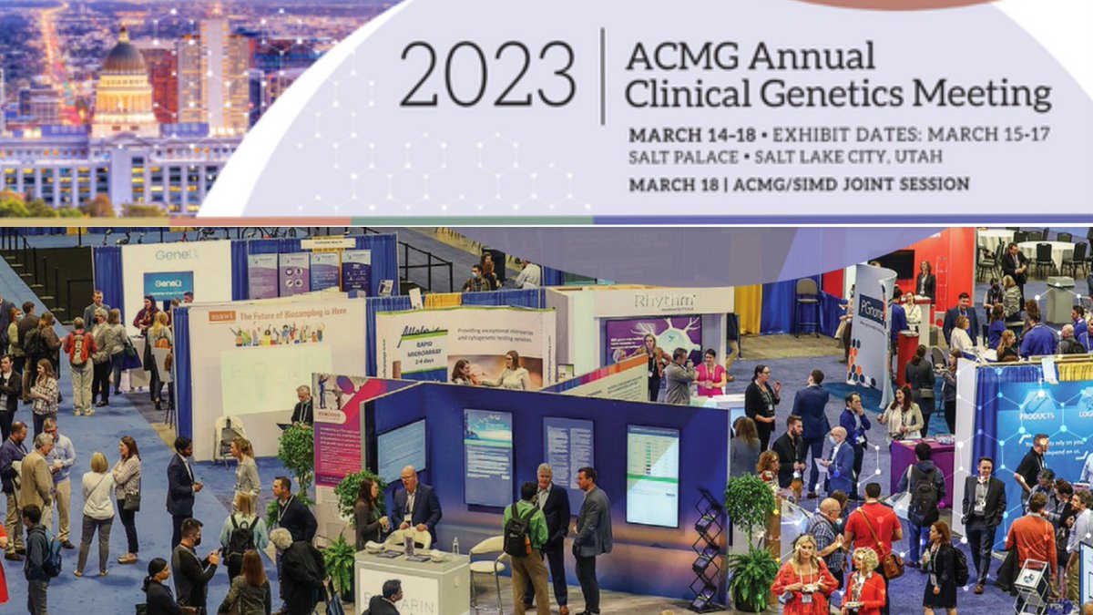 TheACMG's tweet image. Stop by the ACMG booth (#716) in the MCC Exhibit Hall beginning at 5 pm tonight! Take a selfie in front of our #MedicalGeneticsAwareness wall, learn about ACMG programs, member benefits &amp;amp; discounts.  Pick up issues of Genetics in Medicine. #ACMGMtg23  #OpeningReception