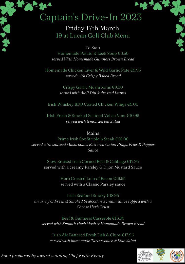 LucanGolfClub's tweet photo. Reminder of some of the brilliant events we have scheduled for St. Patrick’s Day. Join us for what is sure to be a great day! ☘️ https://t.co/FlnExbwNYg