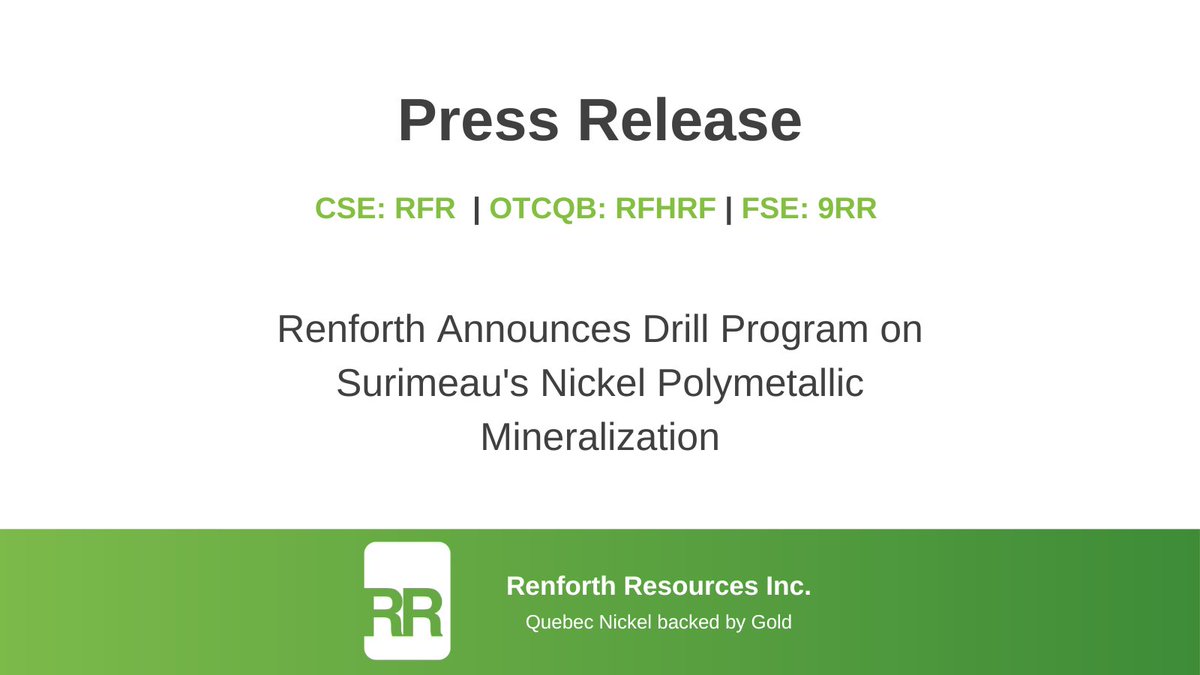 RenforthRes's tweet image. Renforth Announces Drill Program on Surimeau's Nickel Polymetallic Mineralization
ow.ly/Sjns50Njcao

$RFR $RFHRF #Renforth #Mining #MiningNews #News #Nickel #Drilling #Exploration #NickelExploration #Resources #DrillProgram #Polymetallic