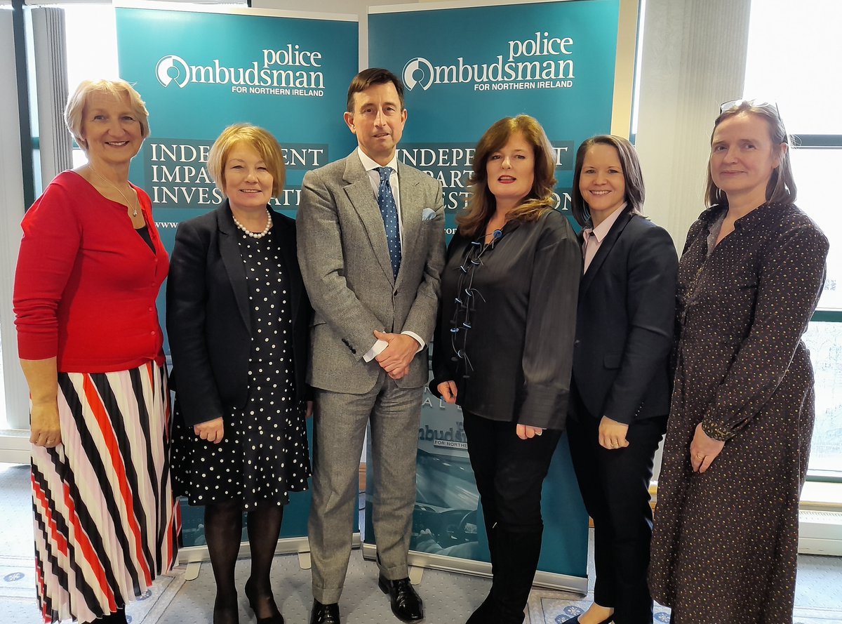 Meeting to discuss areas of mutual interest in police oversight today were @CJNINews Chief Inspector Jacqui Durkin, Police Ombudsman Marie Anderson,  Matt Parr @HMICFRC, <a href="/NIPolicingBoard/">NI Policing Board</a> Chair Deirdre Toner, Alison Jackson @HMICFRC and Police Ombudsman CE Olwen Laird.