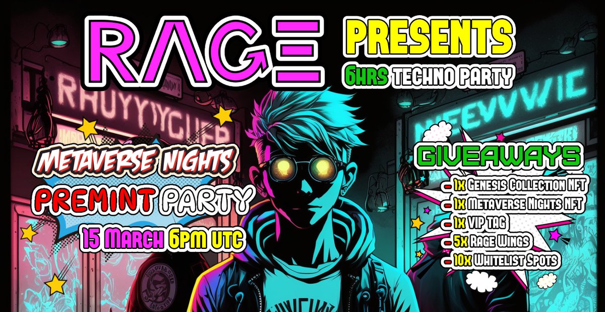 Join us for the PreMint Party of Metaverse Nights Issue #01! 🔥🎉

Featuring performances by <a href="/odeuMusic/">Odeum (UA)</a> , Endorphin, <a href="/SteveSaiko/">Steve Sai</a>, and BrightLight.

🚪 Doors open at 06:00pm.

RSVP for the event with the <a href="/decentraland/">Decentraland</a> FAM: events.decentraland.org/event/?id=4bad…

🗣️Tag your party squad below! 👇