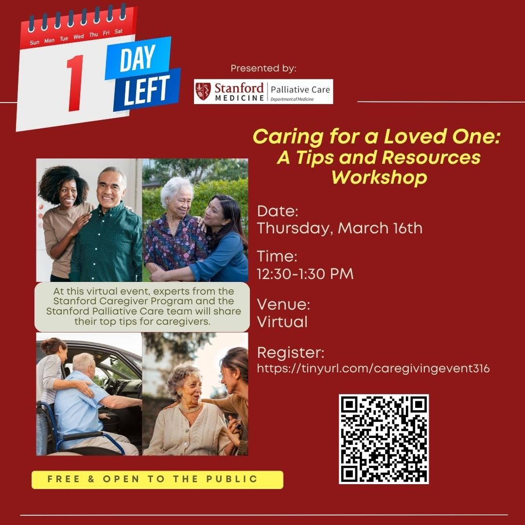 Tomorrow we will present "Caring for a Loved One: A Tips and Resources Workshop". Don't forget to sign up! Scan the QR code or click the link in our bio to register.