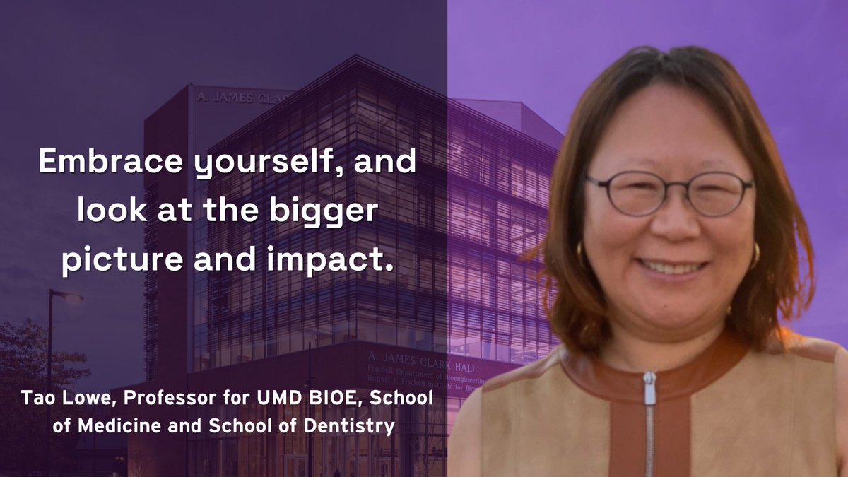 UMDBIOE's tweet photo. Happy Wednesday BIOE community! 

Today's #WomensHistoryMonth 💜 faculty quote features BIOE's, @UMmedschool, @umdentistry Professor Tao Lowe!

Here's what @Tao_Lowe would say to her younger self! https://t.co/0ghcVmyoBx