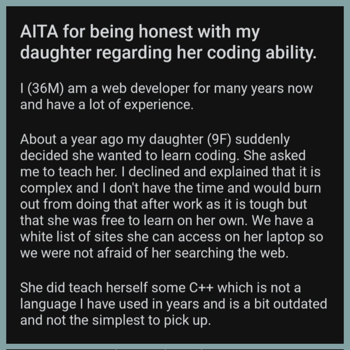 ask_aubry's tweet photo. His daughter is only 9. https://t.co/OtTF7DGe4h