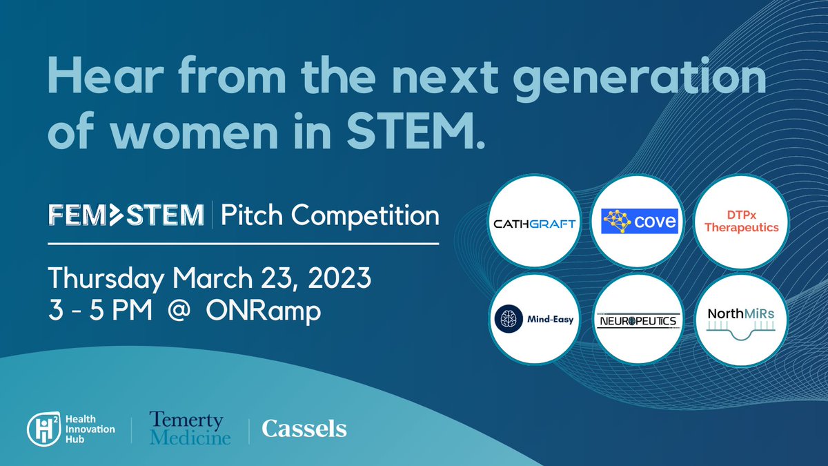 H2i_UofT's tweet photo. The 2023 FemSTEM Pitch Competition is happening March 23rd! Register now to join us in person or online to watch these impressive finalists pitch for their chance to win funding for their innovative healthcare ventures: https://t.co/zZGf4rN1lD https://t.co/oc5Pm6JNbM