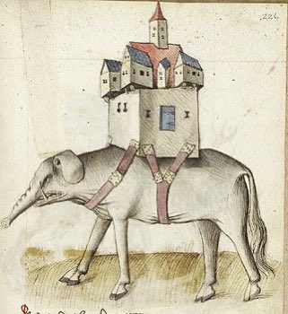 DamienKempf's tweet photo. Medieval fact you didn't know: elephants carry castles on their back https://t.co/UUUEFcGn6j