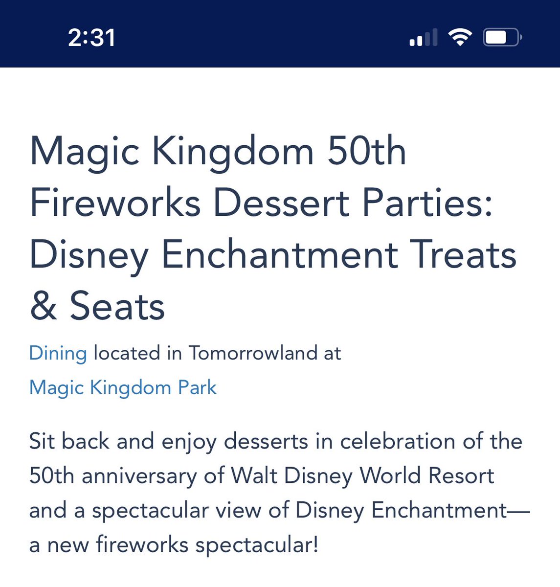 VacaKingdoms's tweet photo. @ScottGustin Wait…they changed the name from “Treats &amp; Seats” to “Seats &amp; Sweets”? Seems like an odd thing to change if, other than the fireworks you are seeing, it’s going to be the same. https://t.co/m75sse4ACZ