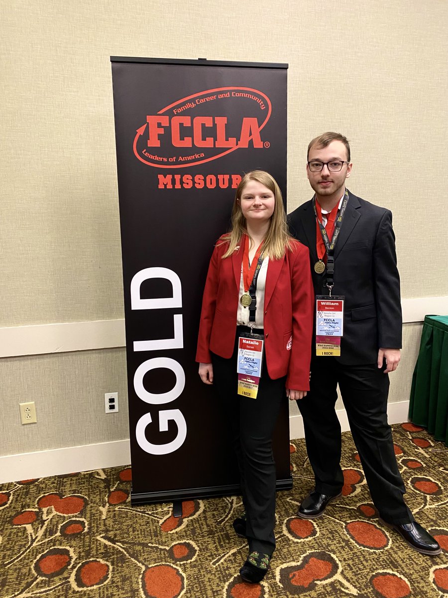 Congratulations to Natalie Sarratt and Max Benton on earning First Place at the FCCLA STAR Event Profession Competition!🥇

Natalie and Max will compete again in Denver, Colorado, at the National STAR Events on July 2 and will represent Neosho High School and Missouri FCCLA.