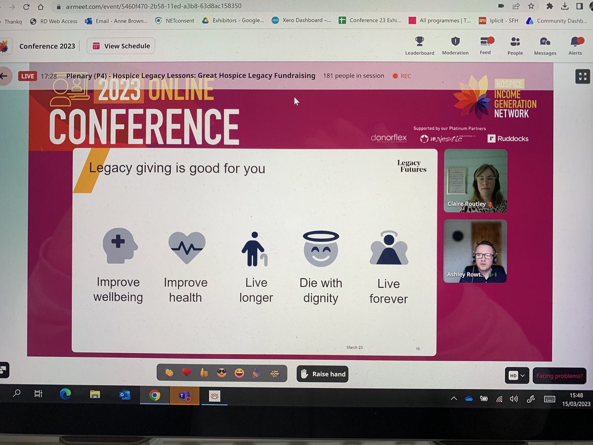 Great message from <a href="/AshleyRowthorn/">Ashley Rowthorn</a> at the #hignconf23   - leaving a legacy is good for you! <a href="/HospiceIGNet/">Hospice Income Generation Network</a>