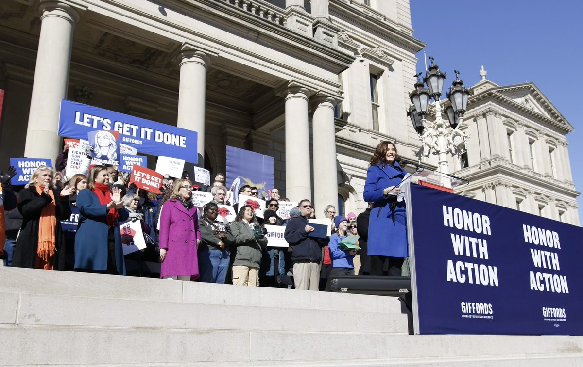 GovWhitmer's tweet photo. We are here today to honor those we have lost with action.

We are done only offering thoughts and prayers—because while those are important—they are not enough. Complacency on this issue is unacceptable. We must work together to reduce violence and save lives. https://t.co/beaGKid0jw