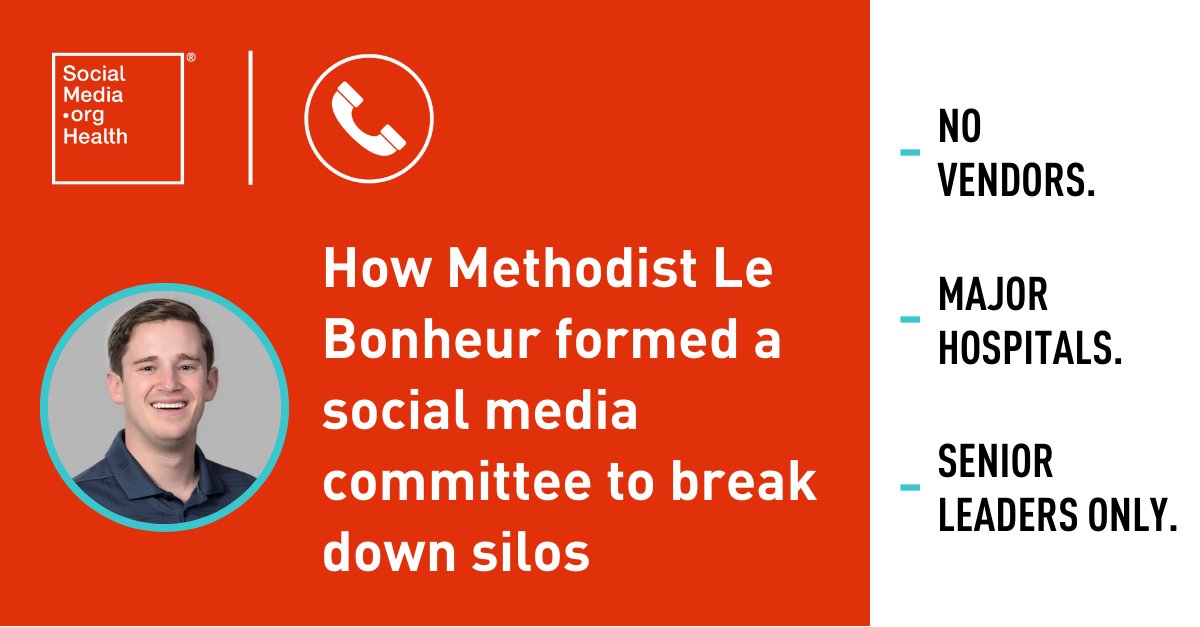 Shout out to #SMOHealth Member Chris Luther for giving our community a behind-the-scenes look at how <a href="/MethodistHlth/">Methodist Le Bonheur Healthcare</a> social media committee structure and governance can serve as a model for your organization to gather content and engage internal departments. We all learned a lot!