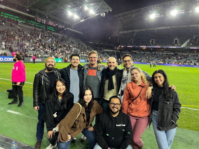 alexisohanian's tweet photo. So glad that @sevensevensix founders (@FourthwallHQ) &amp; some of our friends at @NightMedia_ got to enjoy our field suite for the first @weareangelcity match of the season. I'M LOCKED IN FOR THE OPENER. See you there?!?! https://t.co/s2IBRa7saH