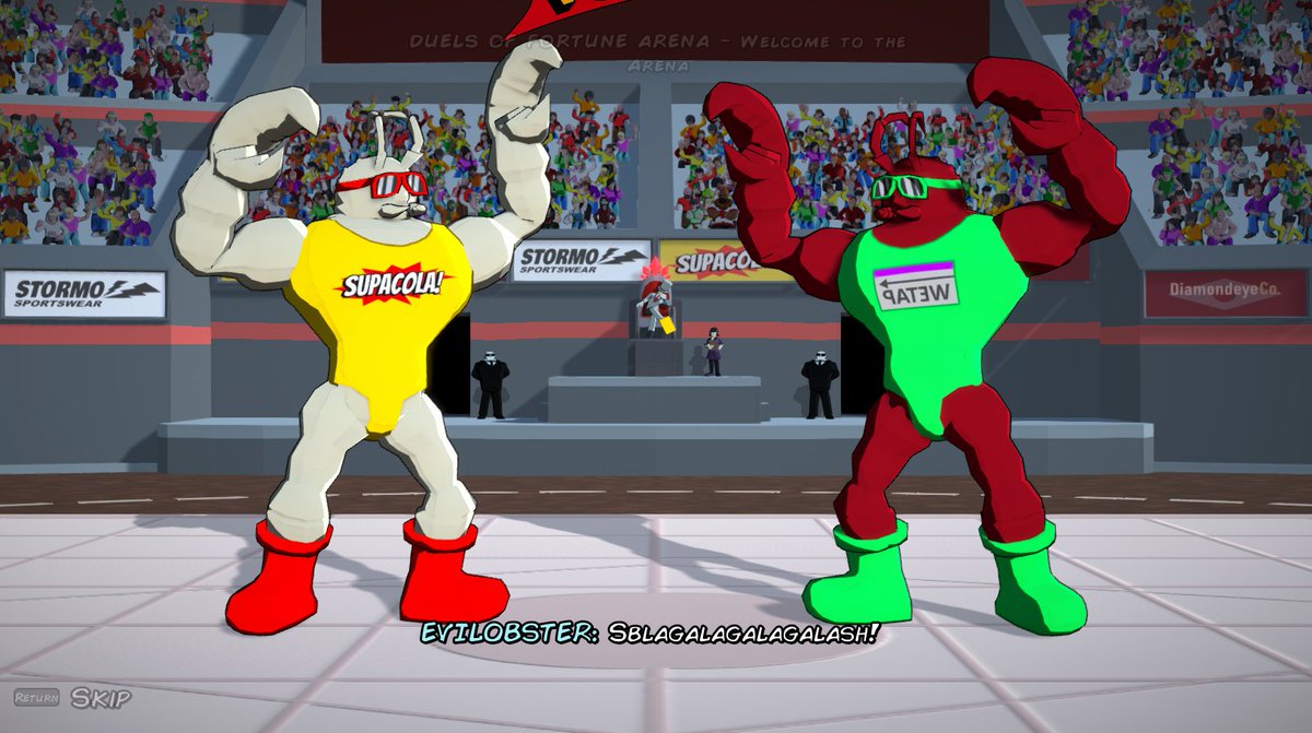 The Evilobster costume has a full set of alt colours too, including his special Mr. Claws epilogue costume as well as a few fake DoF brand deal inspired colours!

#gamedev #indiedev #unity3D #madewithunity  #schwarzerblitz #duelsoffortune