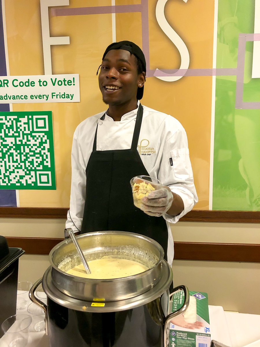 DuquesneDining's tweet photo. Come to Hogan to meet Chef Shamar and try one of his Fried Arincini Balls!!
Here until 1:30 🍽️🫶

#duquesne #duquesneuniversity #duquesnedining https://t.co/JZck1D591d