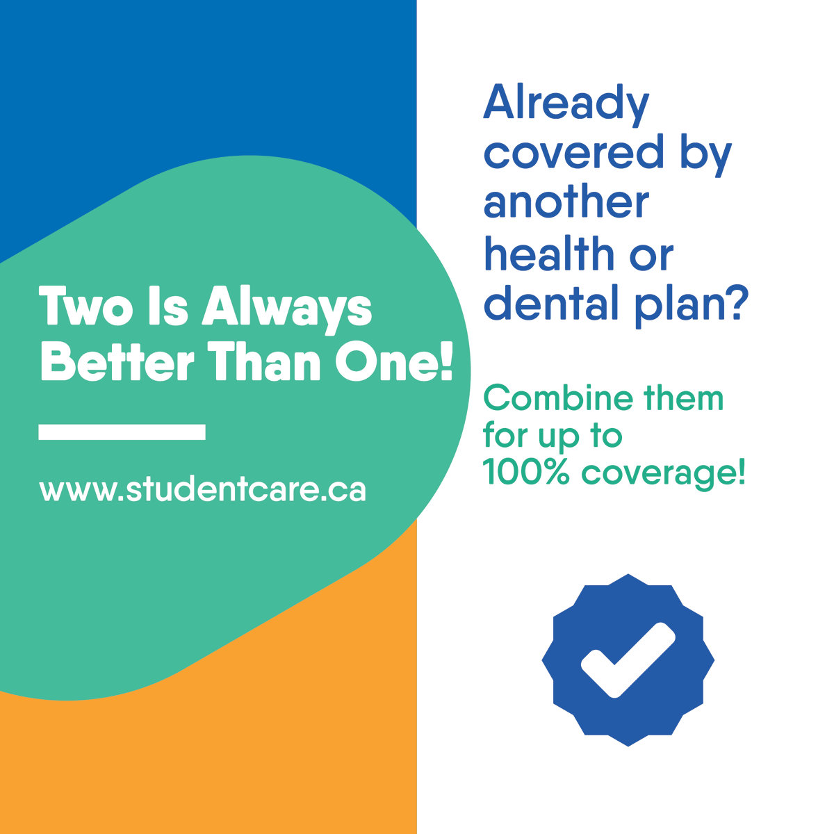 If you’re already covered by another health and dental plan (parent, spouse, employer), you can combine it with your student Plan to maximize your coverage. 💯👌

👉 Visit studentcare.ca to find out how to combine the benefits of your student Plan with your other plan.