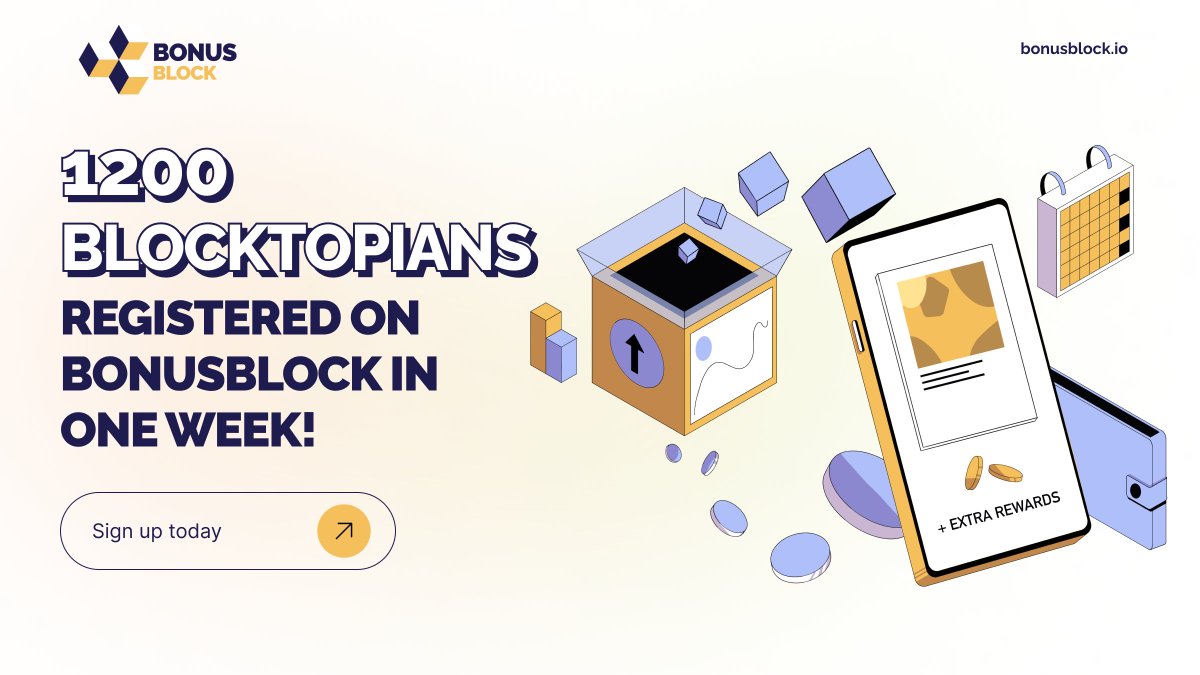 SO EXCITED!!! 
Thank you all Blocktopians for such a massive growth in one week! 🟨😍

Don't forget: sign-up and you will be eligible for the airdrop of <a href="/bonus_block/">Block Agent</a> $BONUS
#Airdrop #Rewards #Web3