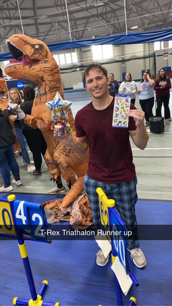 PiPiRho1929's tweet photo. The men of Pi Pi Rho recieved Runner up in the T-Rex Triathlon today! Thank you Brayton Moss for representing the Rhoers. https://t.co/isZ4RcedA5