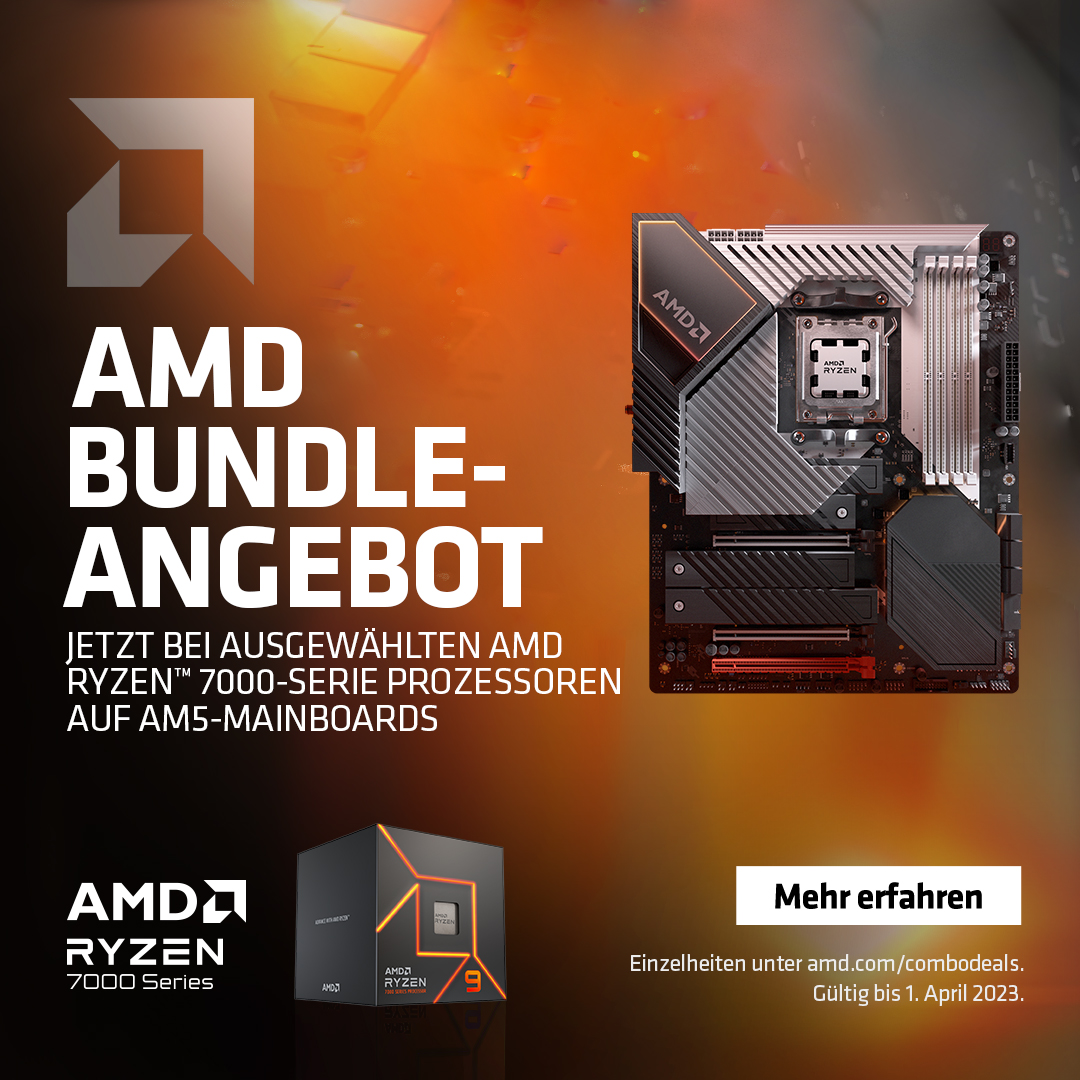 AMD_Deutschland's tweet photo. Jetzt bei ausgewählten AMD Ryzen 7000-Serie Prozessoren auf AM5-Mainboards mit DDR5-Speicher sparen.

Alle teilnehmenden Händler findet ihr auf unserer Webseite: https://t.co/1qXOqK14Co https://t.co/cl34UoMvqr