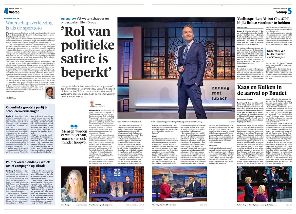 VU Communication Science (@communicationvu) on Twitter photo Also check out this article based on VU colleague <a href="/DroogEllen/">Ellen Droog</a>'s research about the limited effect of political satire noordhollandsdagblad.nl/cnt/dmf2023031…. And don't forget her PhD defense on this topic in 2 wks! vu.nl/nl/agenda/2023…, thesis online at research.vu.nl/en/publication… #avondshow Also check out this article based on VU colleague <a href="/DroogEllen/">Ellen Droog</a>'s research about the limited effect of political satire noordhollandsdagblad.nl/cnt/dmf2023031…. And don't forget her PhD defense on this topic in 2 wks! vu.nl/nl/agenda/2023…, thesis online at research.vu.nl/en/publication… #avondshow