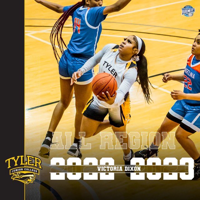 CoachJohnson2U's tweet photo. Congratulations to Freshman Guard Victoria Dixon on Region XIV All Conference and AllRegion. Averaging 14.2 Points per game 3.4 Assist per game and shooting 44% from the field. We are proud of you @VicDixon5 !!!! #TJCWBB #Region14 #AllConference #AllRegion #2️⃣ #🖤💛🏀 #Lucky7 https://t.co/zz6AvDygeY