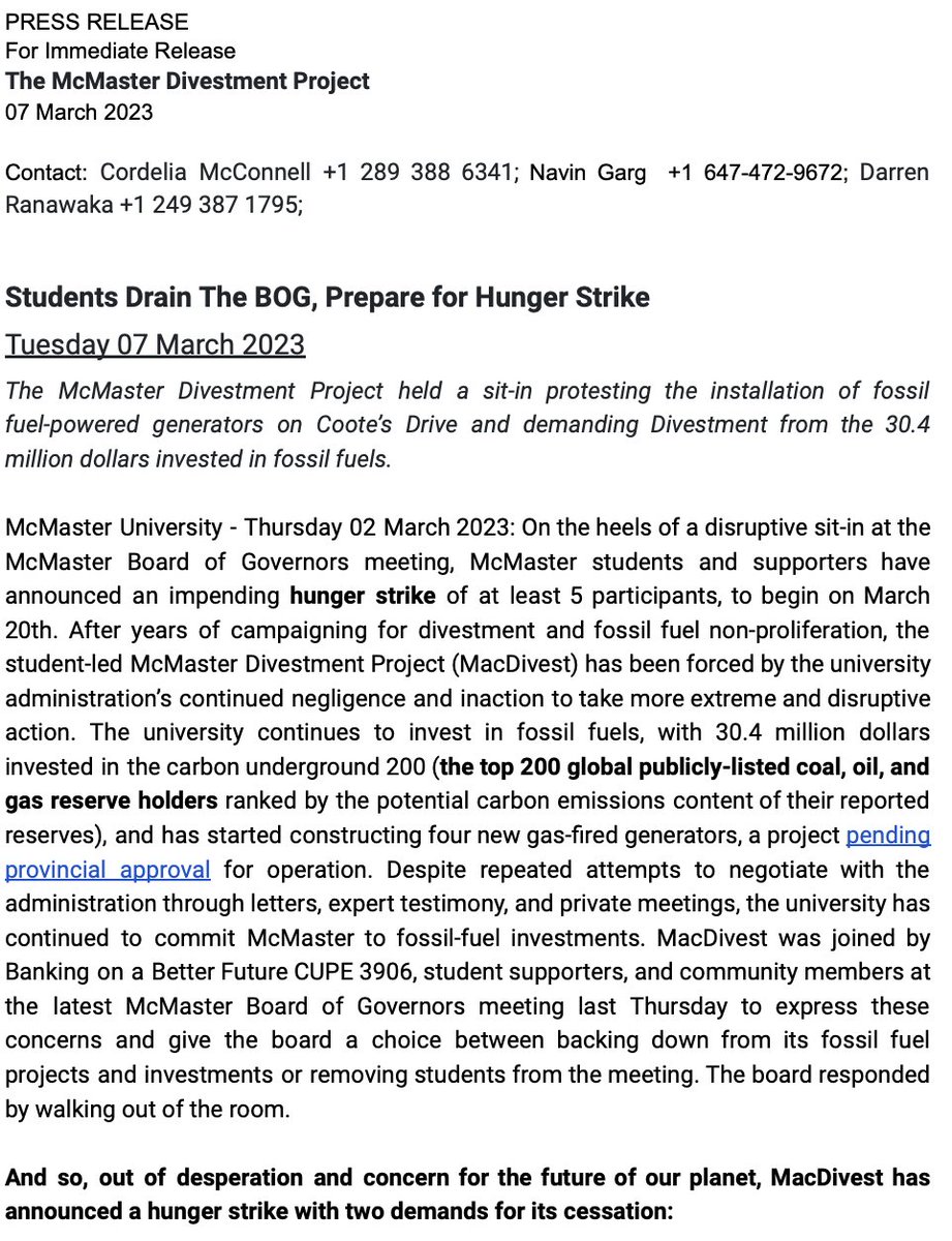 CJusticeMAC's tweet image. McMaster Divestment Is announcing a hunger strike to push the university full divestment and fossil fuel non-proliferation. You can support us at this link:
campaigns.gofossilfree.org/petitions/mcma…