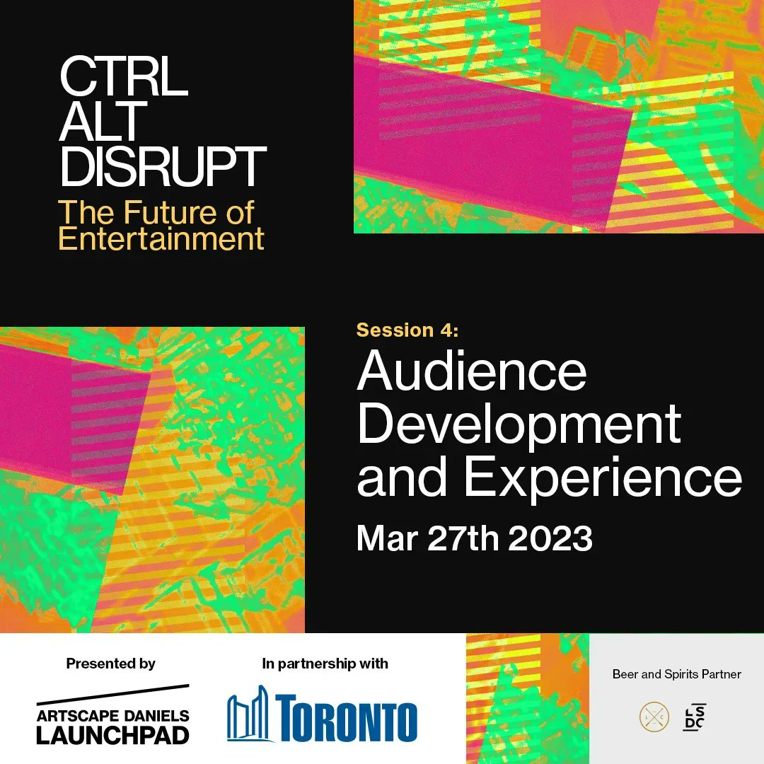 Monday, March 27th! Ctrl, Alt, Disrupt: The Future of Entertainment returns for Session 4! 

This session will look at how to navigate the platforms and players as you grow your audiences, how to use new and tools, and what is on the horizon.

RSVP now! bit.ly/3ZNiW8c