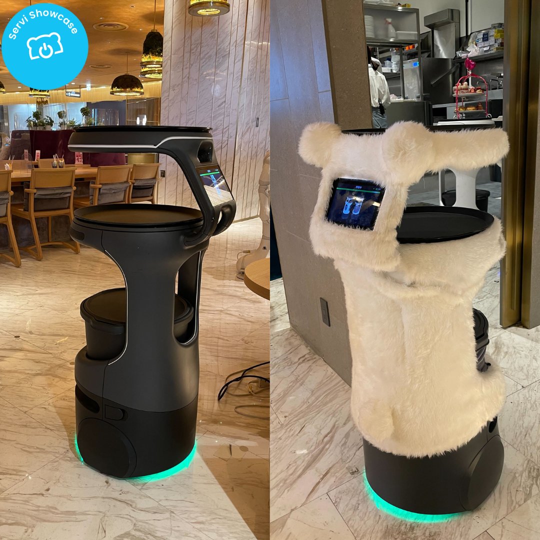 bearrobotics's tweet photo. Today we are showcasing the custom work Pepper Parlor Cafe did on Servi. Check out this sleek blacked-out design and fuzzy polar bear wrap.🐻😎

#innovation #robotics #techstartup #roboticsolutions #BearRobotics #robot #ServiServes #ServiPlus #hospitality #restaurante #seniorcare https://t.co/3TNRXHBc0y