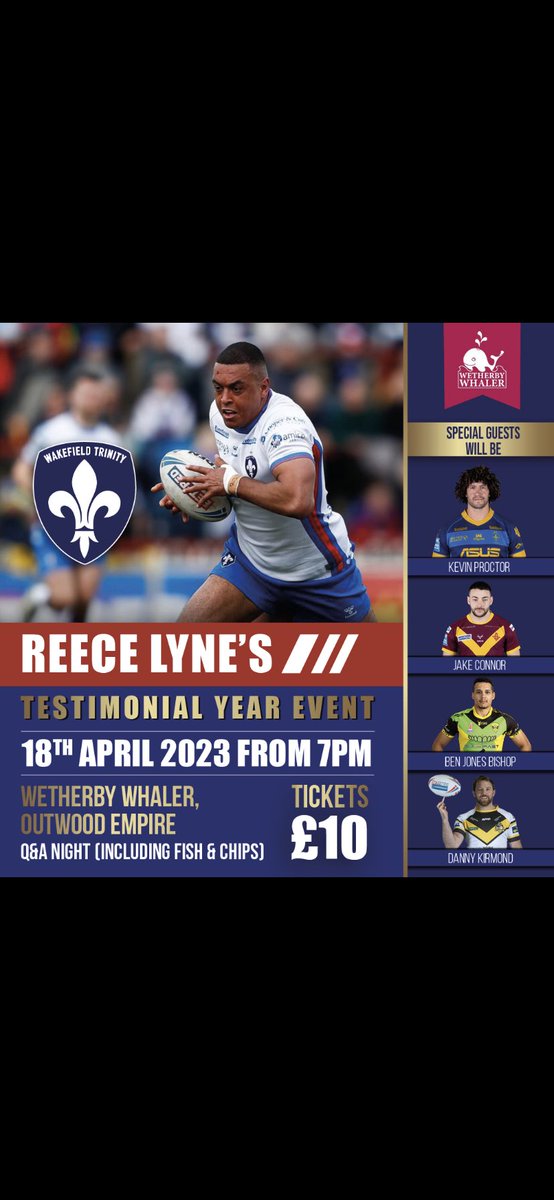 Reece__21's tweet photo. Excited to announce my next testimonial event with 4 legends should be a great evening with plenty of stories and laughs. Raffle on the night too. Tickets will be available from ridings club shop from Friday or drop me a message and I can sort 👍🏾 https://t.co/nIWTMuKpQ7