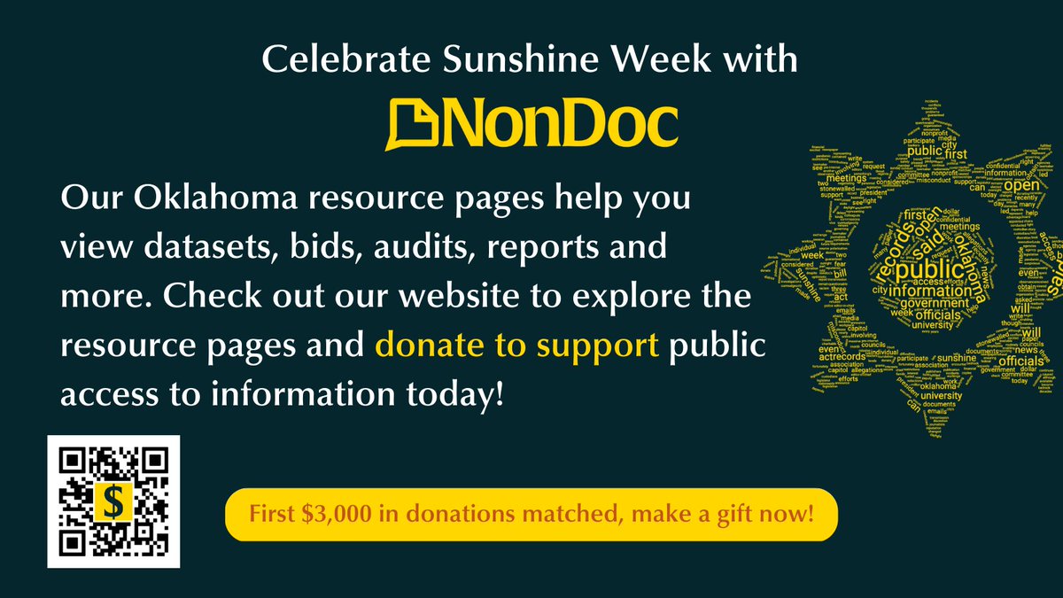 Donate here: nondoc.com/writers-fund/ to support public access to information. 

#Oklahoma #SunshineWeek #Journalism
