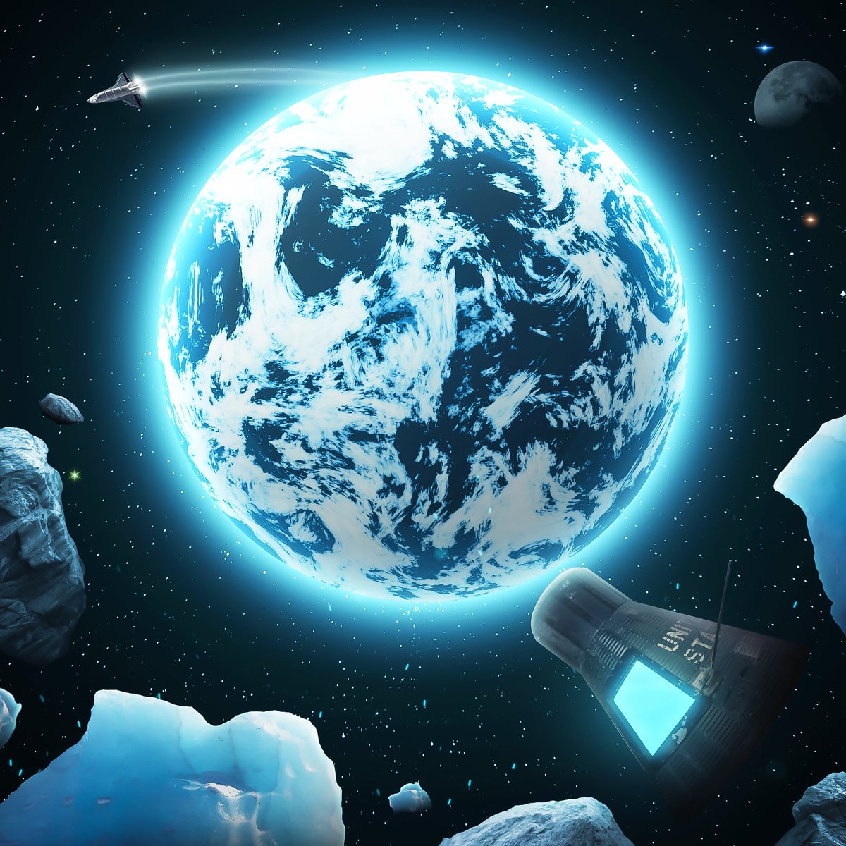 aarowmint's tweet photo. To celebrate PLANETS launching on @GameStopNFT
 March 22!! 🎉🚀

I'm giving away an edition of this artwork of the frozen planet Nortaig.

To Enter:
1⃣ Follow @aarowmint 
2⃣ Like + Retweet
3⃣ Tag a Friend

Winner will be randomly selected in 48 hours.
#GameStopNFT #GME #GMENFT https://t.co/wv6wjWmWTv