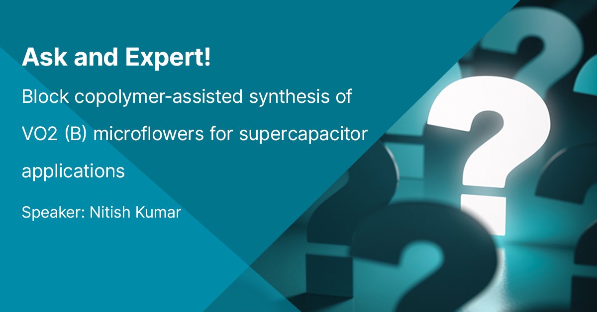 newsfrom_MP's tweet photo. On March 23, Nitish will present his fascinating research into phase-optimized porous VO2 (B) microflowers for supercapacitor applications and how he sets up his experiments for success. Register now: https://t.co/wZTS1vqfKp

#malvernpanalytical #energystorage #askanexpert https://t.co/qDDtGEFPhW