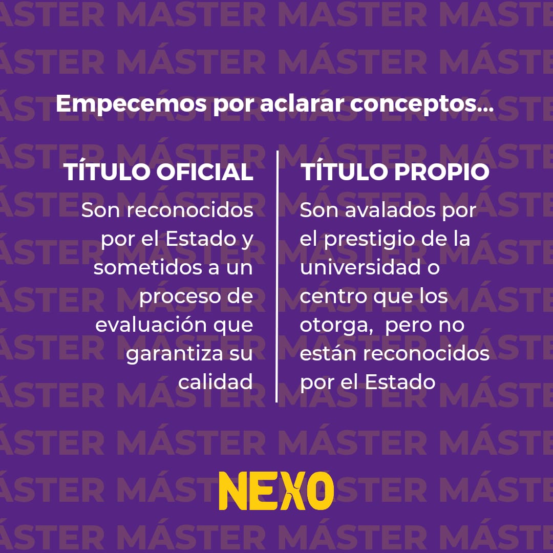 nexo_ull's tweet photo. ¿Estás buscando máster? ¿Es un título oficial o propio? Si no sabes la diferencia te la explicamos y cómo identificarlos⬇️

Además, te facilitamos el enlace en el que puedes hacer tu consulta: https://t.co/flMvU6dP1i https://t.co/ag2acryhlW
