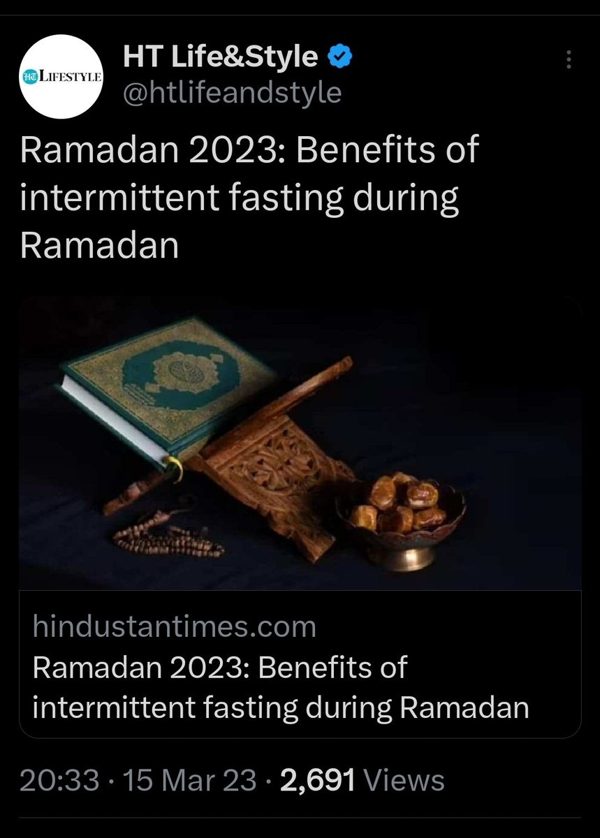 RadharamnDas's tweet photo. Hindustan Times: Karva Chauth fasting is injurious to health.

Hindustan Times: Ramadan fasting is good for health. 

Such brazen shameless  propaganda push by Hindustan Times. https://t.co/I9mmpioMNF