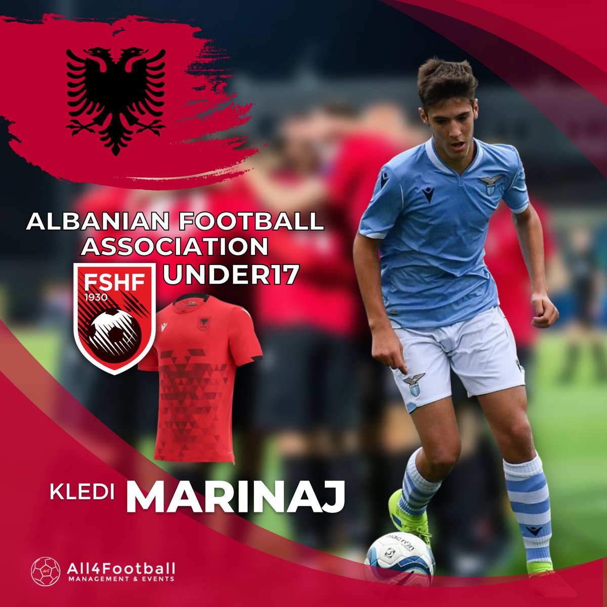 All_4_Football's tweet photo. CONVOCAZIONE NAZIONALE - #ALBANIA UNDER17 - KLEDI MARINAJ
Una grande notizia per il nostro baby talento #KlediMarinaj convocato con la #nazionale @FSHForg #under17.
A piccoli passi verso grandi traguardi!
Bravo Kledi!
#management #procuratoresportivo #All4Football #A4f #news https://t.co/J6wiyFa3oP