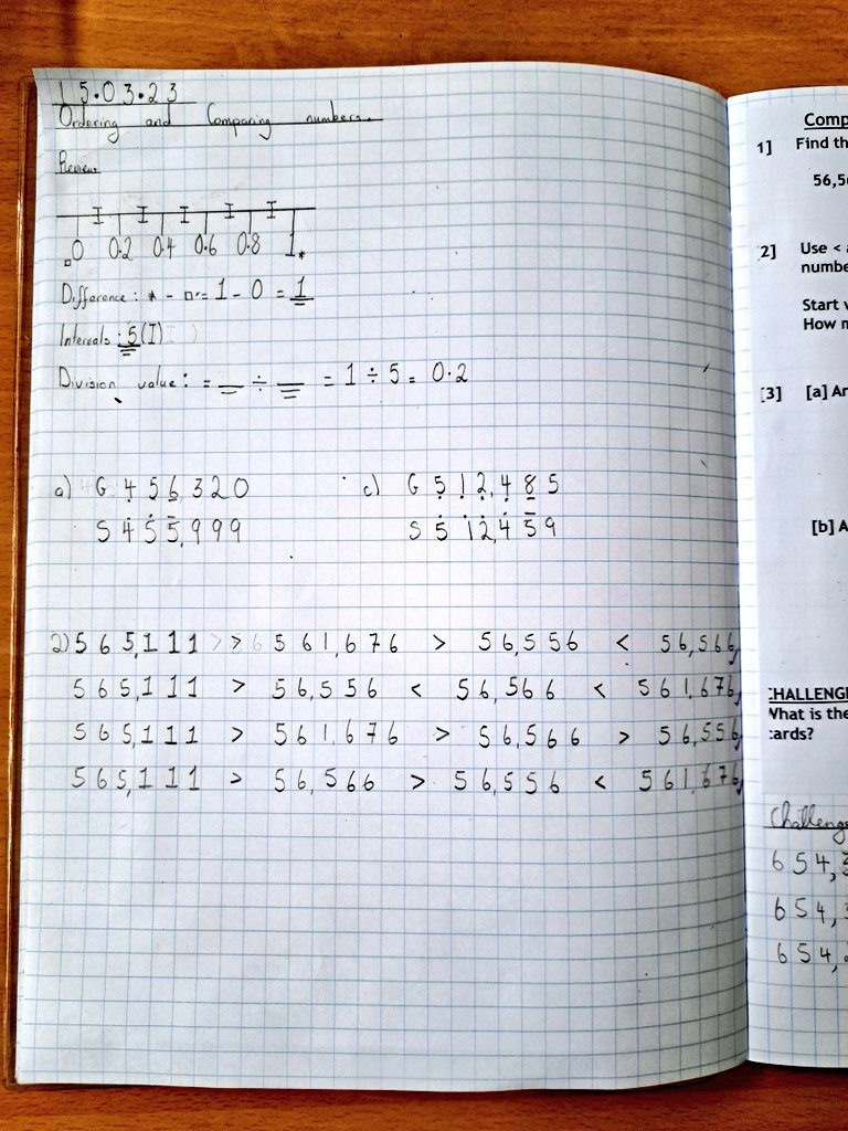 BriarHillSch's tweet photo. Some super #partner work, #discussing the #problem, #BreakingItDown into #SmallerSteps and then #solving it! #Ordering and #Comparing #PlaceValue #Maths #Year5 #Tolkien @EffectiveMaths https://t.co/zbg02TlRUi