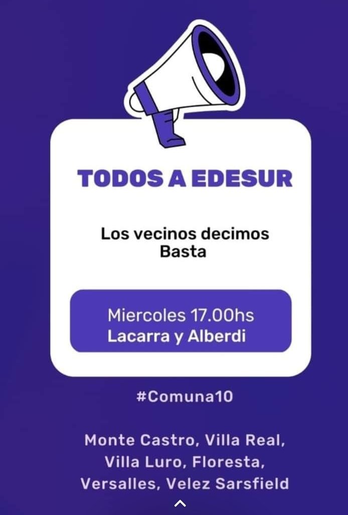 Laurilladice's tweet photo. Por favor nos ayudan a difundir? Los vecinos de #Flores y #Parquechacabuco también estamos #HARTOS !!! #Edesur @osvaldobazan @JonatanViale @edufeiok @todonoticias @lanacionmas @Fatinoriega @marianoheller @TraductorTeAma @dzapatillas @DefensoriaCABA @BAconsumidor @Cortes_en_BsAs https://t.co/4PObeGCIR6