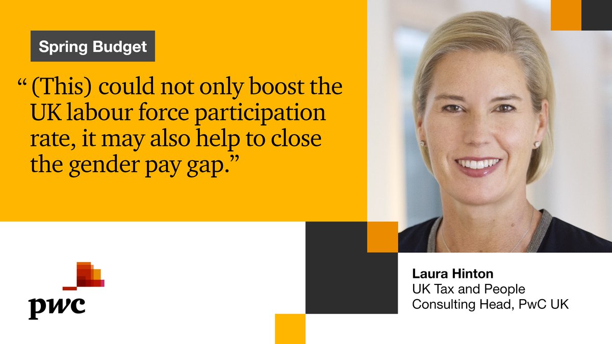 Our UK Tax and People Consulting lead - <a href="/LauraHintonPwC/">Laura Hinton</a> - has commented on the government's plan to expand the 30 free hours childcare to children under three. Read the full press release here: pwc.to/3LvirLz #Budget2023