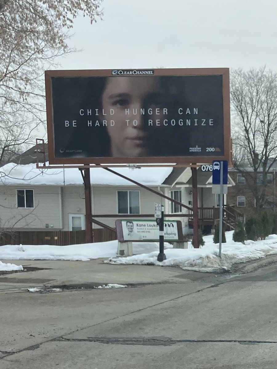 Saw this billboard today and wanted to share after Draz’s peculiar statement on the Senate floor yesterday. Hunger in Minnesota is real and pervasive and often these kids suffer in silence. #FeedTheKids #MNleg