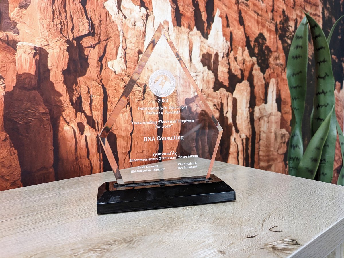 Another great year and an honor for us to win the IEA Outstanding Electrical Engineer for 2022 award. This is all because of our incredible team at BNA! #IEA #intermountainelectricalassociation #outstandingelectricalengineer