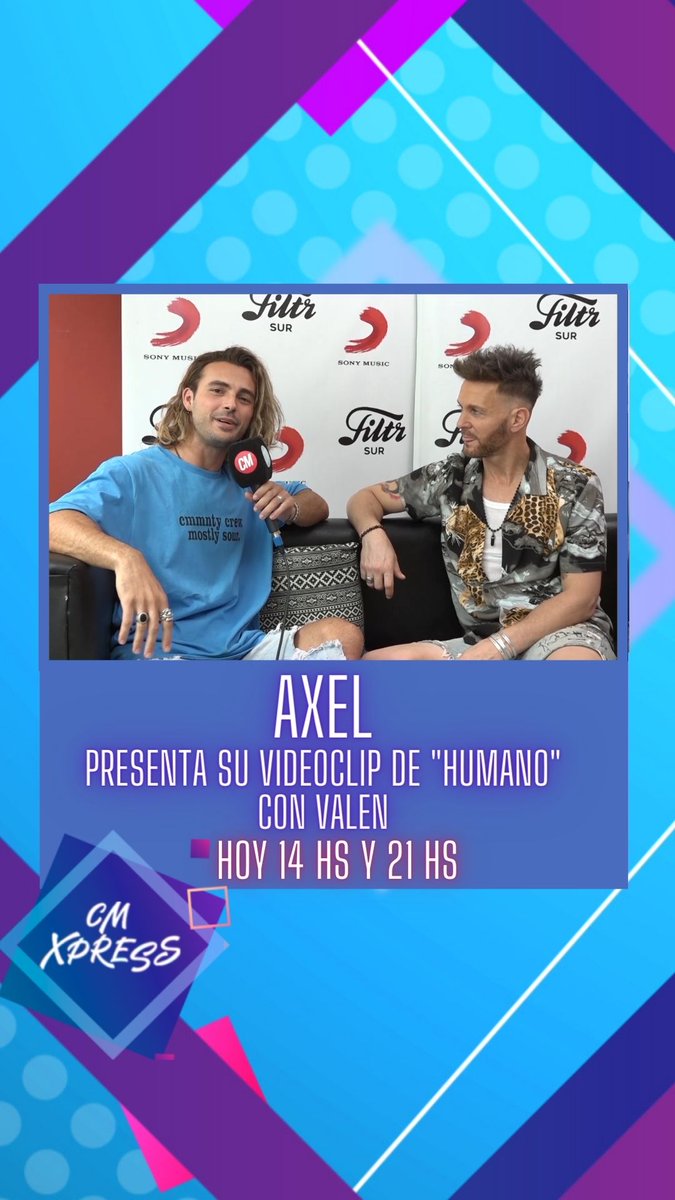 CMMUSICAOK's tweet photo. 😍 ¡14HS Y 21HS AXEL EN CM XPRESS!
🙌 Valen habló con Axel de todo sobre el clip "Humano".
👉¡Miralo! https://t.co/l7xsXeNj02
#Axel #CMXpress #cmelcanaldelamusica @AxelOficial #Humano https://t.co/Y92mdjx5x9