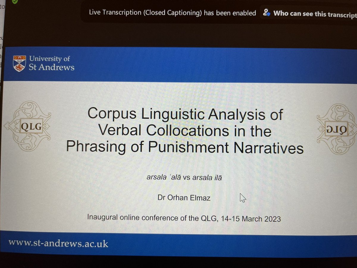 Maryam_Culture's tweet photo. Dr @elole17 presents on the frequency, usage and function of the verb arsala in the Quran in relation to divine and non-divine subjects #QLG https://t.co/NXrunC8RHU