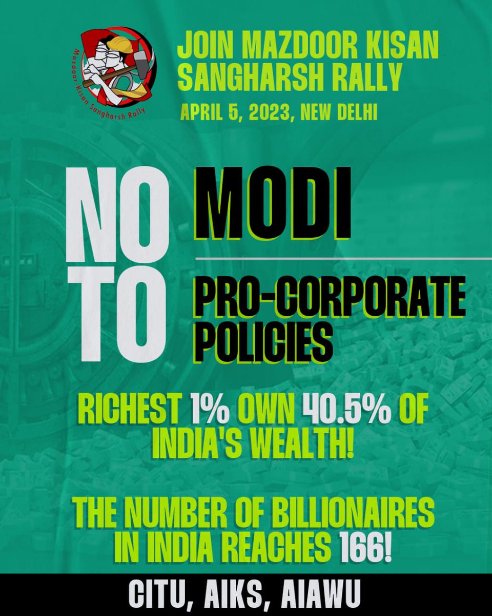 cituhq's tweet photo. Join Mazdoor Kisan Sangharsh Rally
5th April 2023 at New Delhi

CITU   AIKS    AIAWU

#MazdoorKisanSangharshRally
#workerpeasantunity
#NoMoreModi https://t.co/g6ArRURiA1