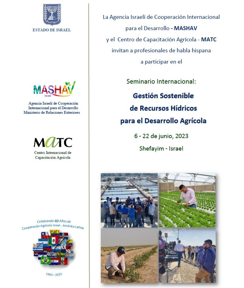 Cámara Israel - El Salvador de Comercio (@israelcomercio) on Twitter photo Convocatoria para becas de estadía para el curso:
“Gestión Sostenible de Recursos Hídricos para el Desarrollo Agrícola”, del 6 - 22/06/23 en el MATC, Shefayim - Israel. Para solicitar los formularios de inscripción escribir a: israelenelsalvador@gmail.com Convocatoria para becas de estadía para el curso:
“Gestión Sostenible de Recursos Hídricos para el Desarrollo Agrícola”, del 6 - 22/06/23 en el MATC, Shefayim - Israel. Para solicitar los formularios de inscripción escribir a: israelenelsalvador@gmail.com