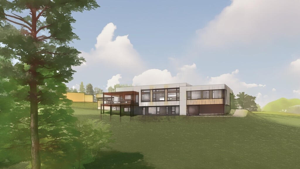 Our team is finishing up the design work on this custom single-family home in DeWinton, just south of Calgary! This is a preliminary rendering to test the overall feel of the composition and materials. We love modern houses!⁠
⁠
Design and rendering: … instagr.am/p/Cp0NYgvy7Fo/