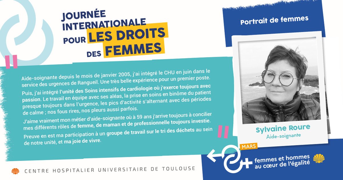 CHUdeToulouse's tweet photo. - Portrait n°8 : Sylvaine Roure -
#journéedroitdesfemmes #portraitdefemmes https://t.co/pwyuWAQ4B4