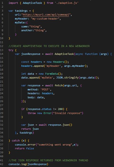 NerdyMartin's tweet photo. Coming Soon! Offload expensive tasks with an AdaptiveTask and it automatically executes that function in a new #webworker. Offloading the function from the main thread increases performance and responsiveness of your web application.🏎️
The whole framework minified is less than 25kb. Releasing as soon as the docs are complete.🚀🚀🚀
#javascript #opensource #programming